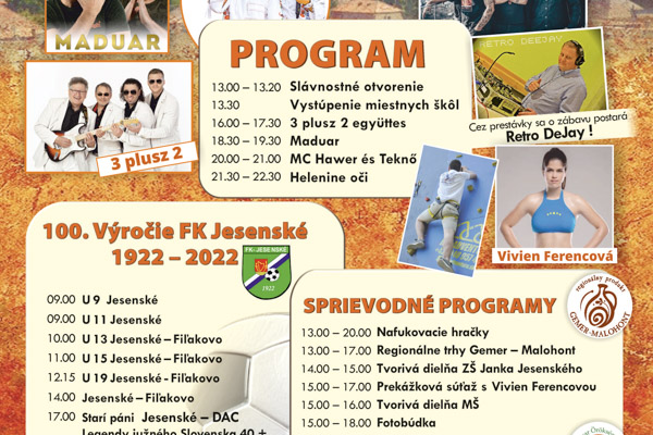 V Jesenskom pripravujú pestrý program na Deň obce. Oslávia aj storočnicu futbalu