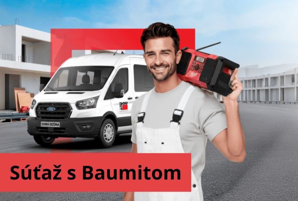 Kvalitné materiály a šanca na výhru dodávky s Baumitom. To všetko v Stavebninách BAU TRADE, Ádám v R. Sobote a Baucentre Tornaľa + SÚŤAŽ